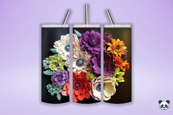3D Anemone Bouquet Tumbler Wrap 1: Digital Design Evaluation
