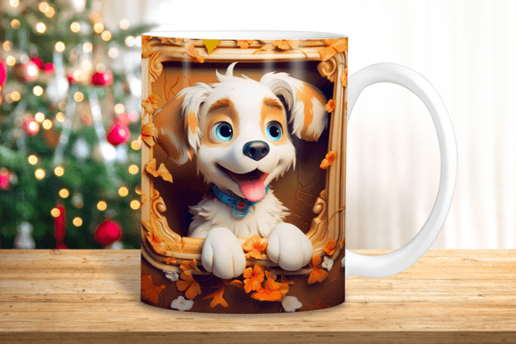 3D Cartoon Puppy Hole in a Wall Mug Wrap: Elevating Sublimation Projects with BOOcrafts
