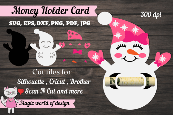 3D Christmas Snowman Girl Money Holder Design