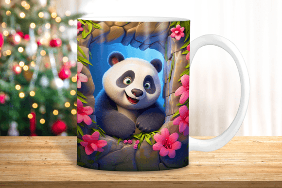 3D Cute Panda Mug Design Assets