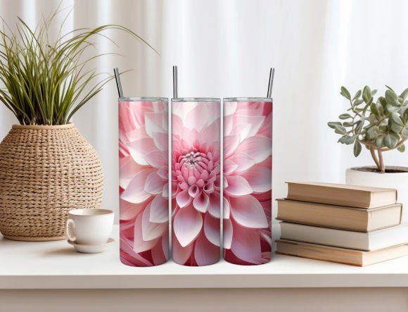 3D Gold Pink Flowers 20oz Skinny Tumbler Design Guide