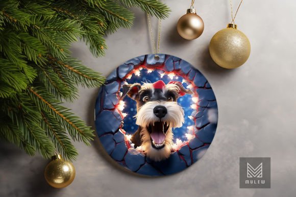 3D Miniature Schnauzer Dog Xmas Ornament Design