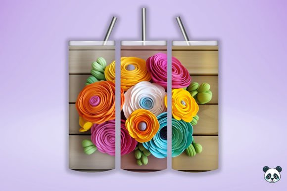 3D Ranunculus Bouquet Tumbler Wrap Design