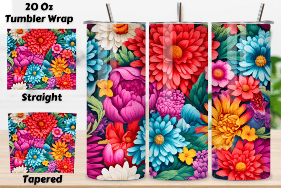 3D Seamless Floral Tumbler Wrap: Sublimation Ready