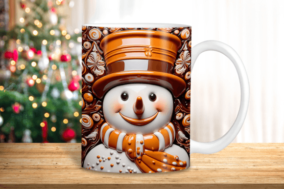 3D Snowman Hole in Wall Mug Wrap Png: Elevating Holiday Sublimation Projects