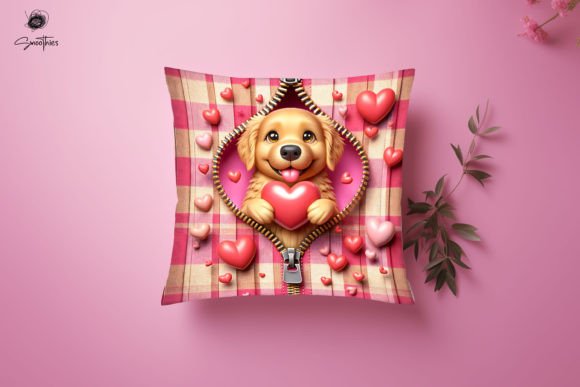 3D Zipper Dog Valentine Pillow PNG 8 Design Guide