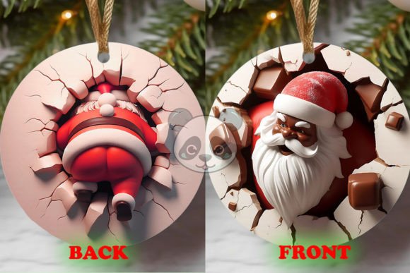 Black Santa Both Side 3D Ornament Digital File Guide