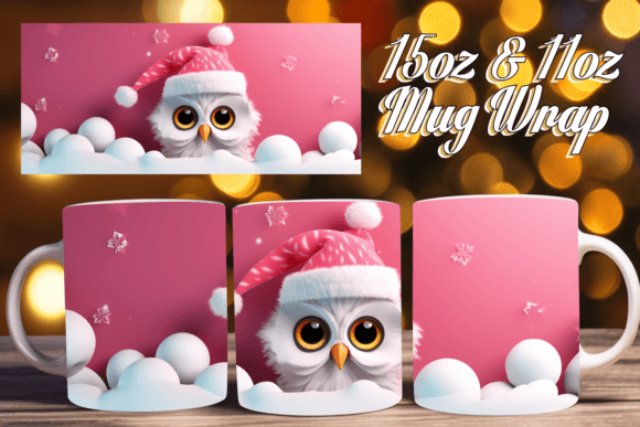 Christmas Owl 3D Mug Wrap for Creative Gifts