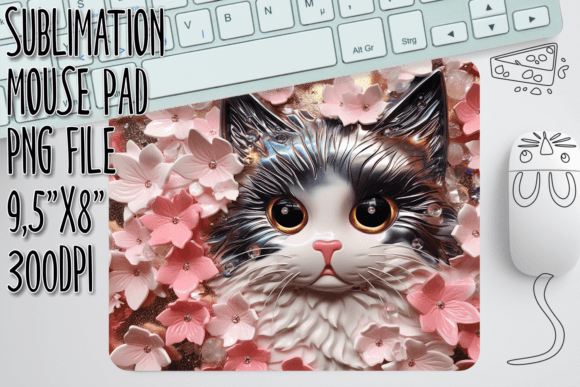 Cute 3D Kitty Pad Design: Sublimation PNG