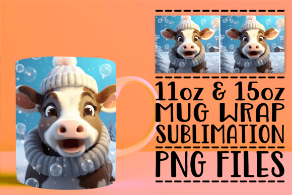 Cute 3D Xmas Animals: Sublimation Mug Designs