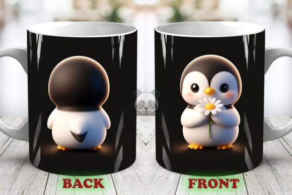 Cute Penguin Both Side 3D Mug Wrap Set: Elevating Sublimation Projects with Whimsical Design
