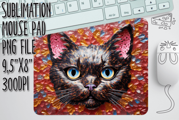 Elevating Desk Accessories: The Strategic Value of the 3D Cat with Flowers Mouse Mat Sublimation Design