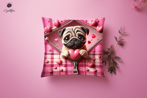 Elevating Seasonal Merchandise: The Strategic Value of High-Resolution 3D Zipper Dog Valentine Pillow PNG 14