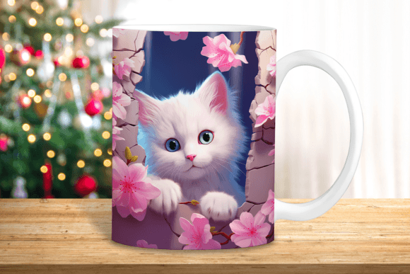 Evaluating the 3D Kitten Hole in a Wall Mug Wrap for Sublimation Projects