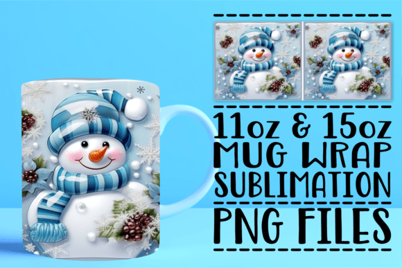 Festive Winter 3D Mug Art Design Assets