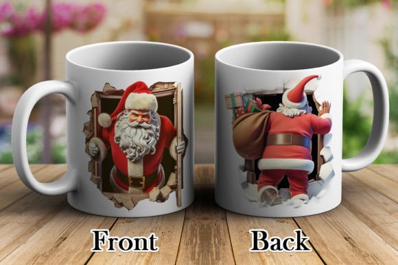 Santa Claus Break Through 3D Mug Wrap 9: Technical Specifications and Creative Applications for Holiday Merchandise