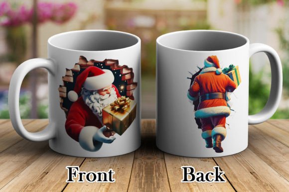 Santa Claus Break Through 3D Mug Wrap Design
